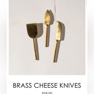 Epicure gold brass tone cheese knives